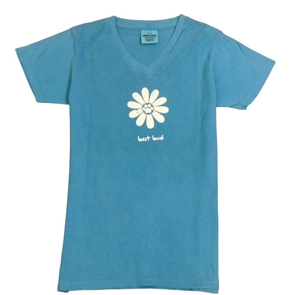 Best Bud Pet Lover Ladies Small COBALT V-neck Short Sleeve T-shirt